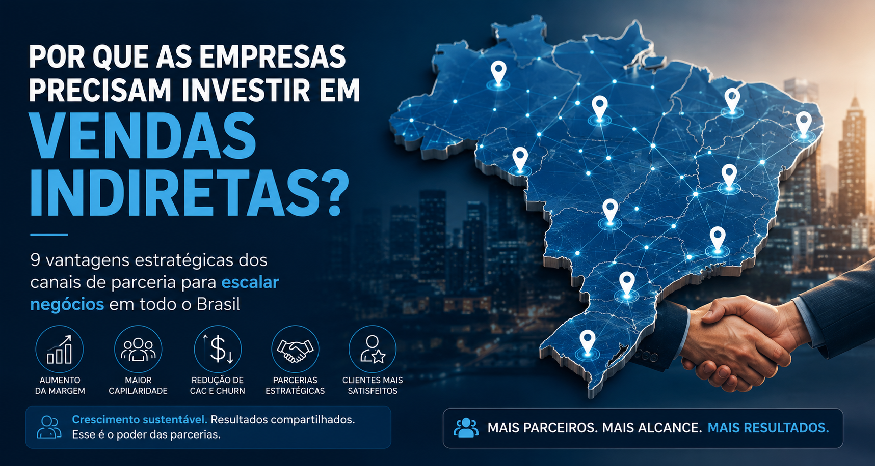 Em um mercado cada vez mais competitivo, as vendas indiretas deixaram de ser apenas uma alternativa comercial para se tornarem uma estratégia essencial de crescimento. Por meio de canais de parceria, revendedores e consultores especializados, empresas conseguem ampliar sua capilaridade, reduzir custos operacionais, aumentar a retenção de clientes e acelerar a geração de receita. Neste artigo, apresentamos 9 benefícios estratégicos que explicam por que investir em um ecossistema de parceiros pode ser um dos caminhos mais eficientes para escalar negócios no Brasil.